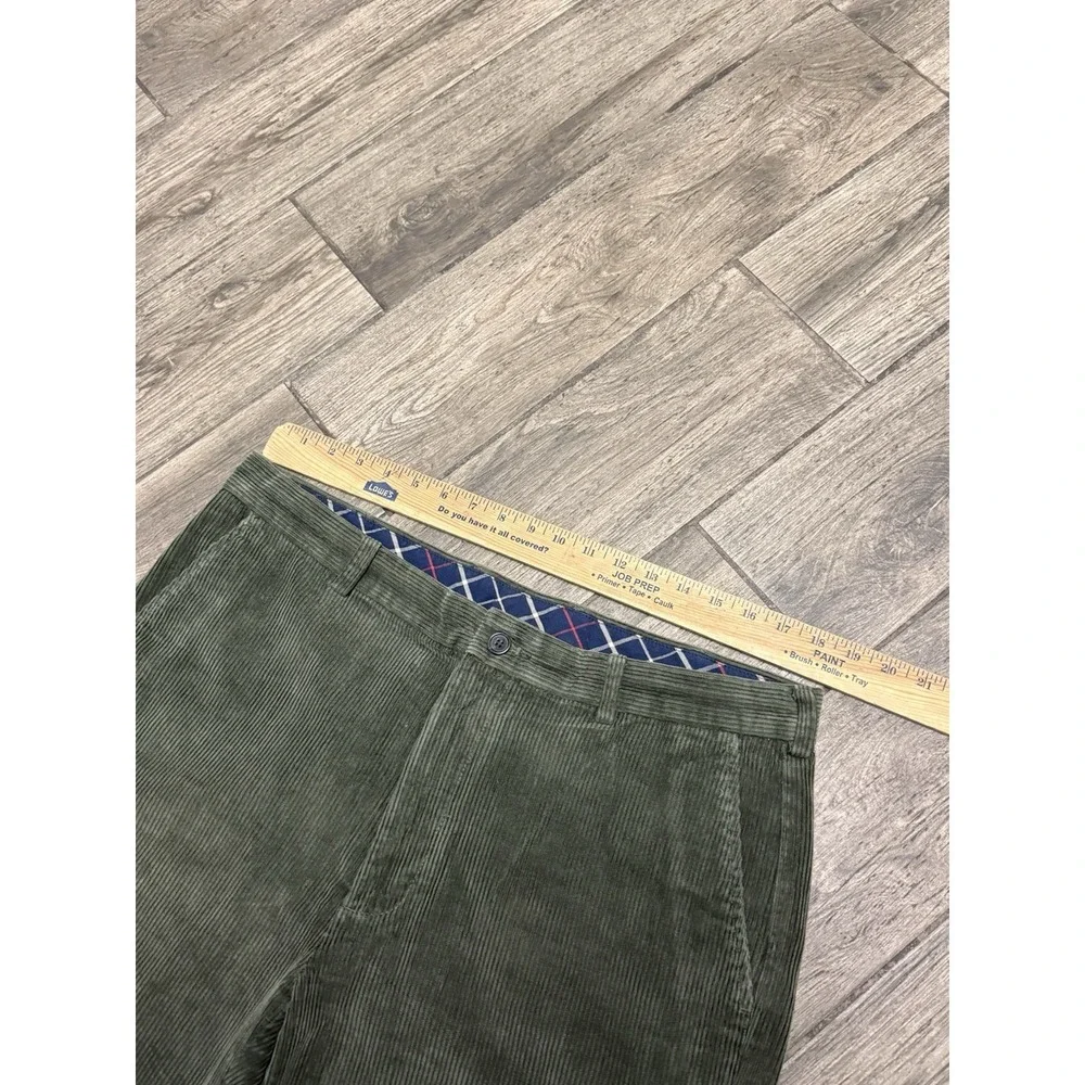 Brooks Brothers Green Clark Corduroy 100% Cotton Pants Men's 38X30 Flat Preppy